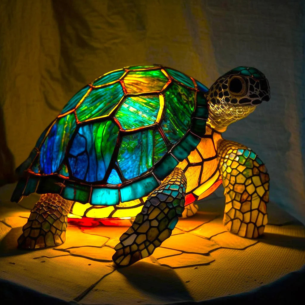 Table Lamp Animal Stained Glass Effect Accent Light | Meowbutter