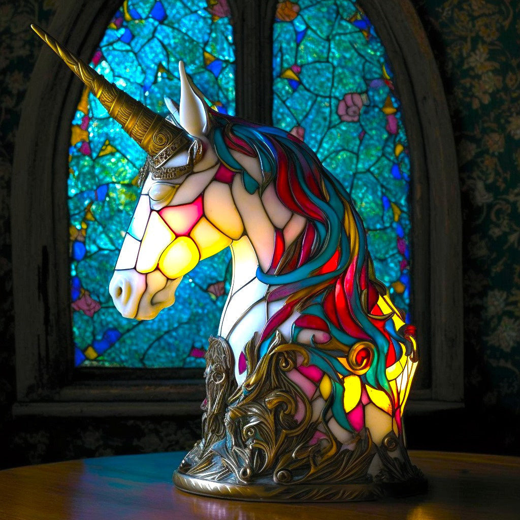 Table Lamp Animal Stained Glass Effect Accent Light | Meowbutter