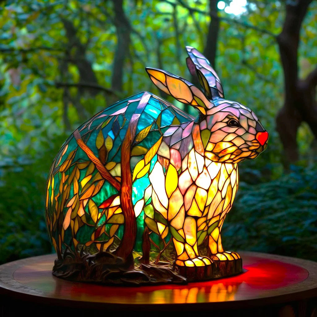 Table Lamp Animal Stained Glass Effect Accent Light | Meowbutter
