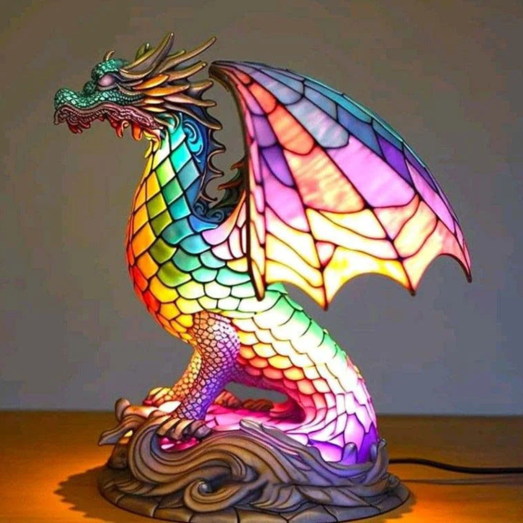 Table Lamp Animal Stained Glass Effect Accent Light | Meowbutter