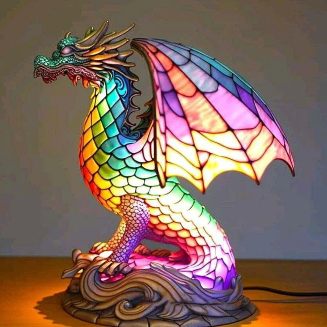 Table Lamp Animal Stained Glass Effect Accent Light | Meowbutter