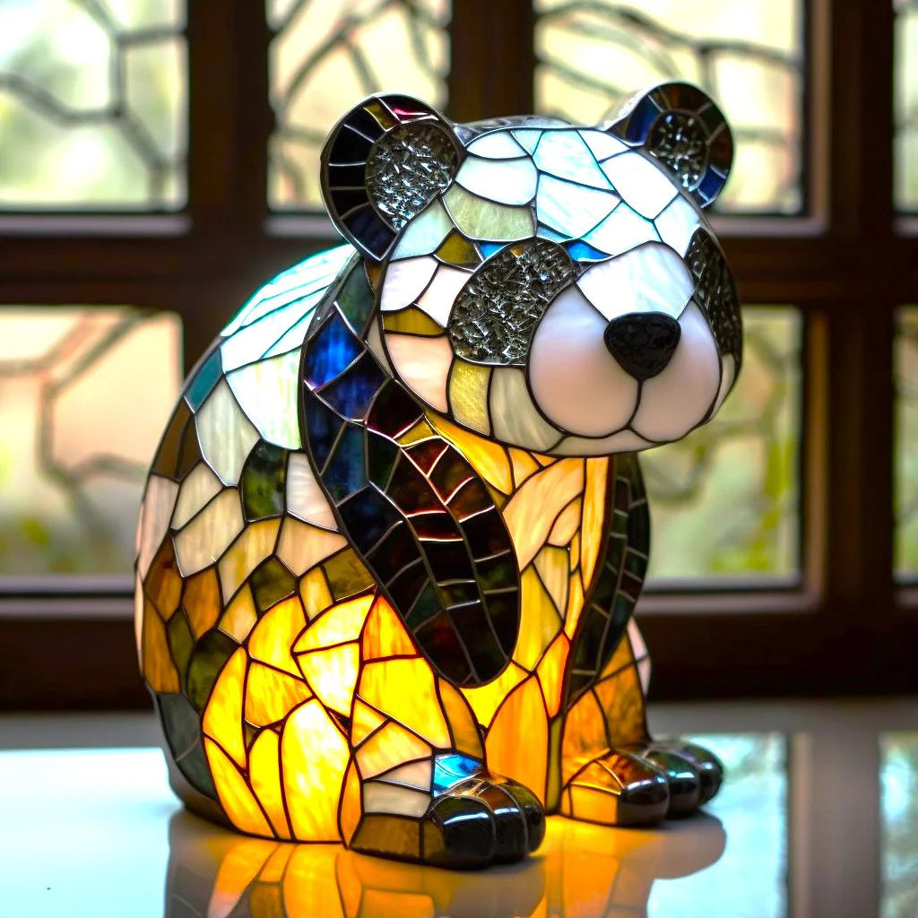 Table Lamp Animal Stained Glass Effect Accent Light | Meowbutter