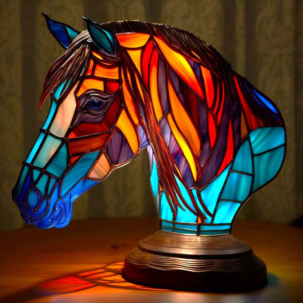 Table Lamp Animal Stained Glass Effect Accent Light | Meowbutter