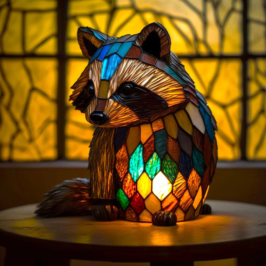 Table Lamp Animal Stained Glass Effect Accent Light | Meowbutter