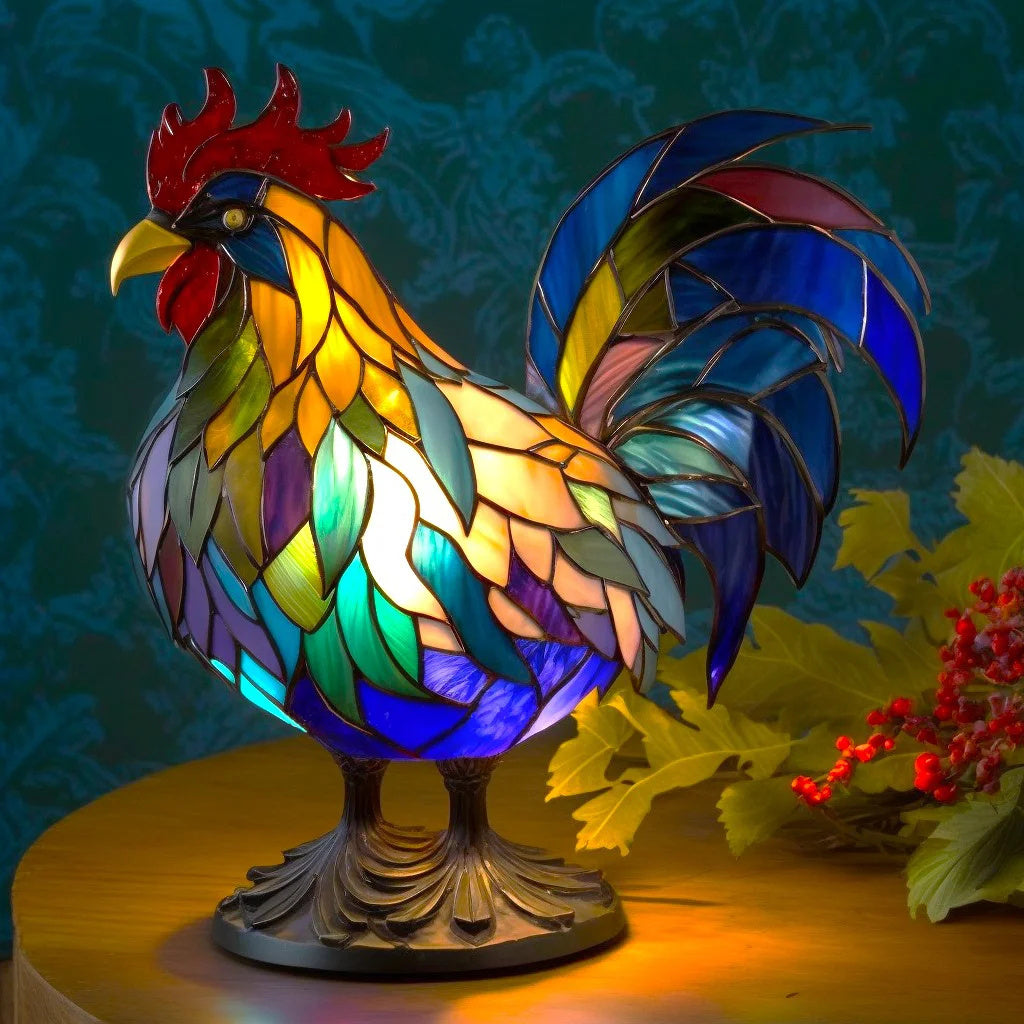 Table Lamp Animal Stained Glass Effect Accent Light | Meowbutter