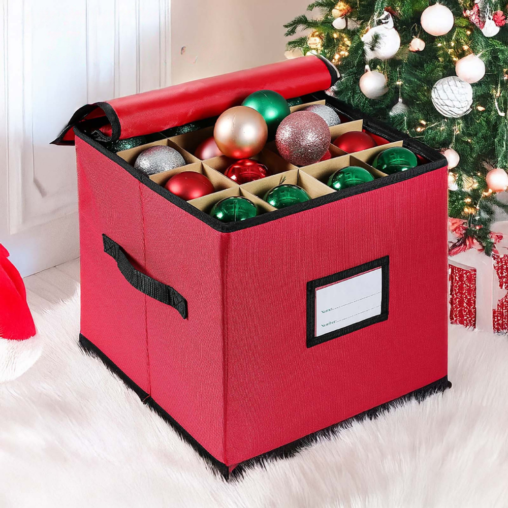 600D Oxford Ornament Storage Box — 3 Pull-Out Trays