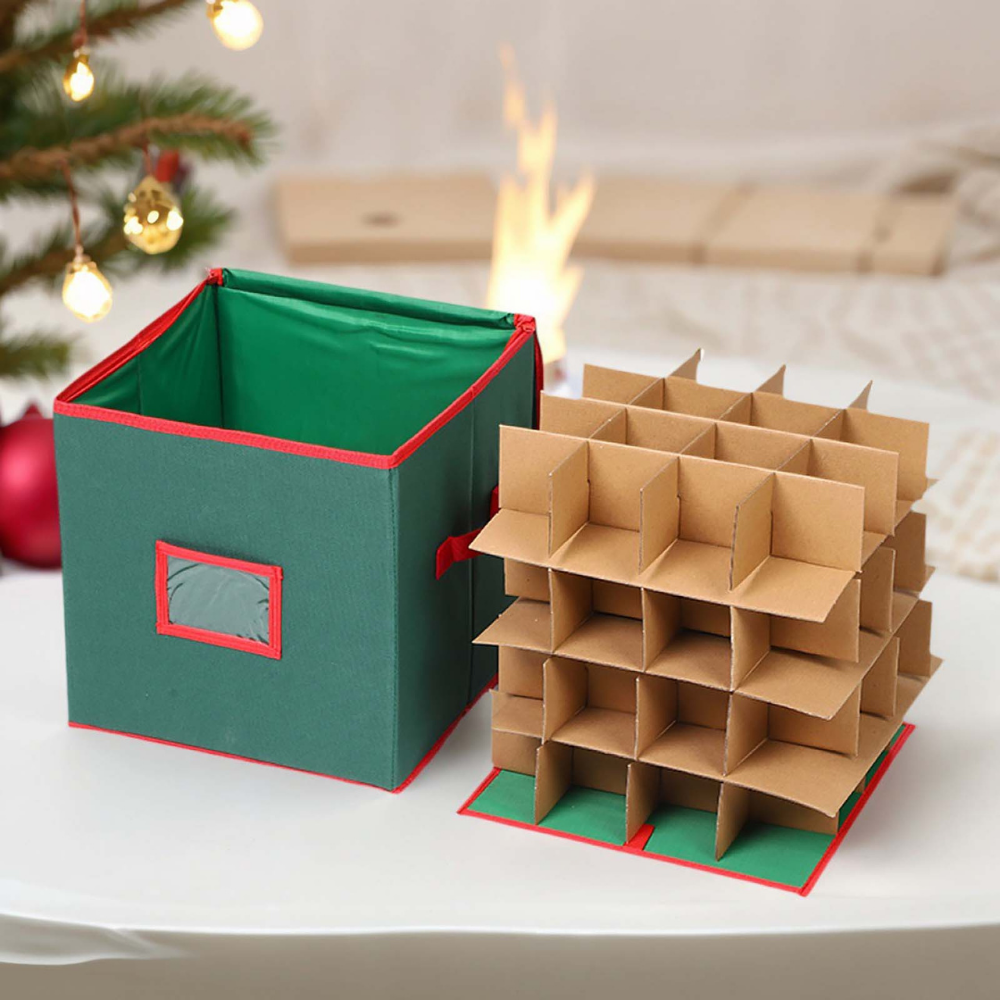 600D Oxford Ornament Storage Box — 3 Pull-Out Trays