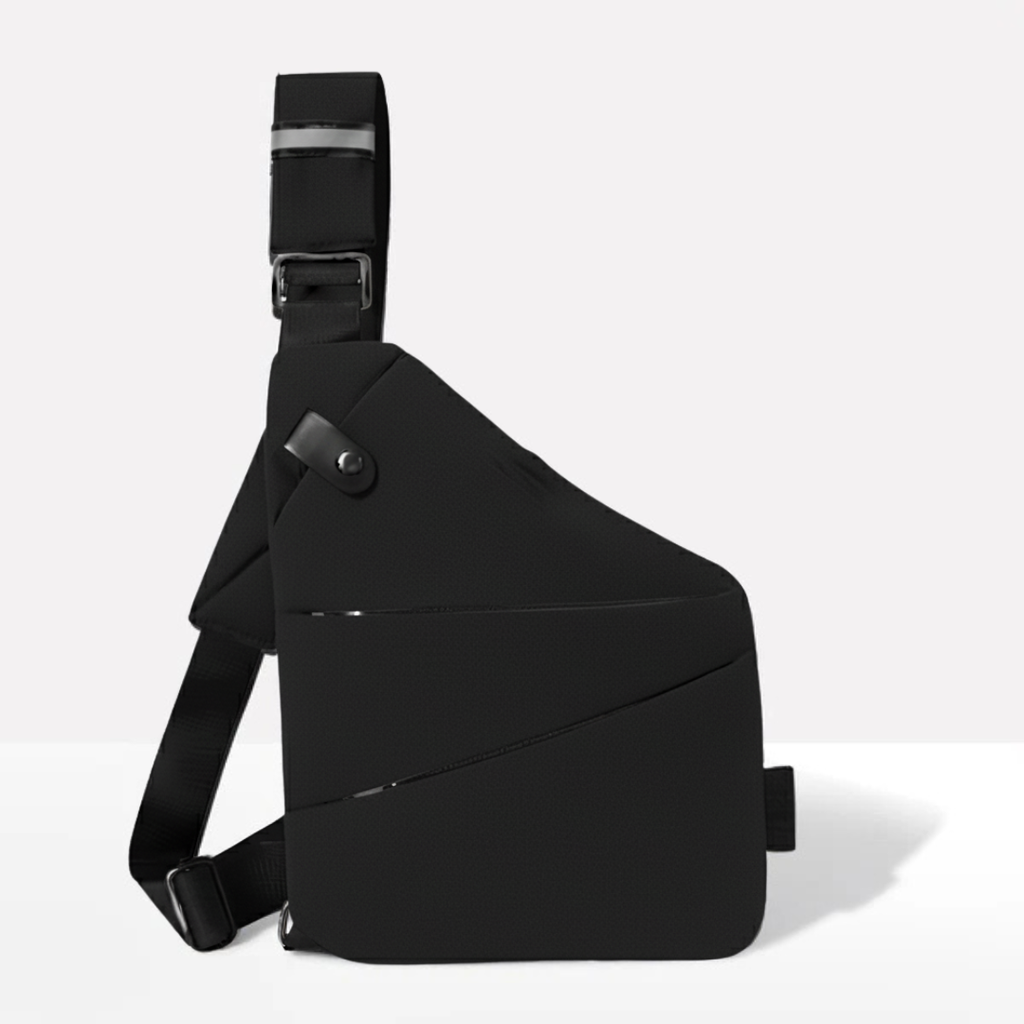 Stilvolle schwarze Umhängetasche mit RFID-Schutz | meowbutter