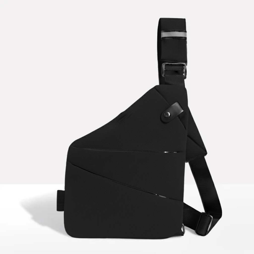 Stilvolle schwarze Umhängetasche mit RFID-Schutz | meowbutter