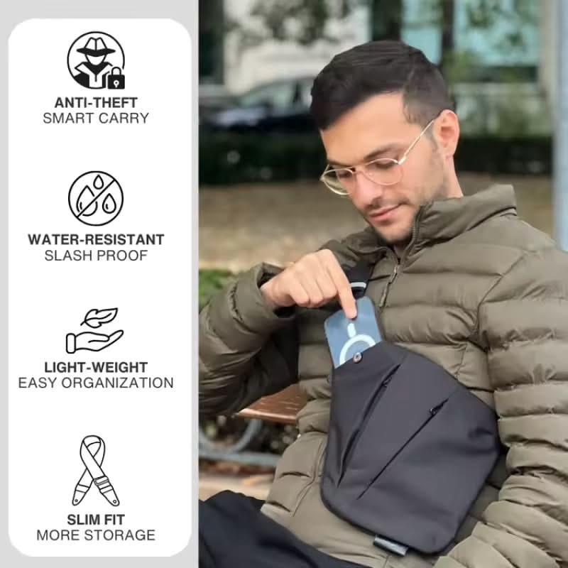 Stilvolle schwarze Umhängetasche mit RFID-Schutz | meowbutter