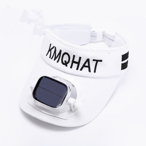 Cappello con visiera e ventola regolabile alimentata a energia solare — tesa estesa anti-UV