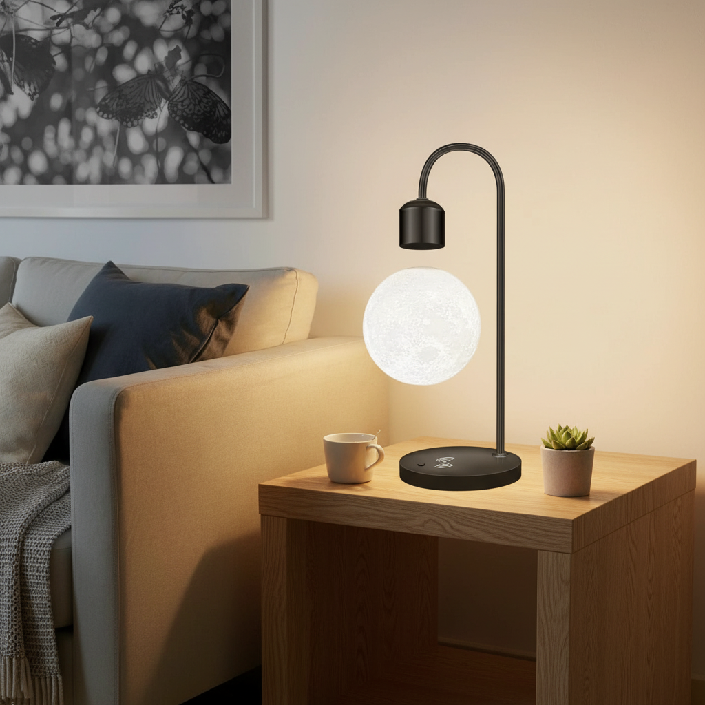 LED Moon Floating Table Lamp For Modern Living Rooms