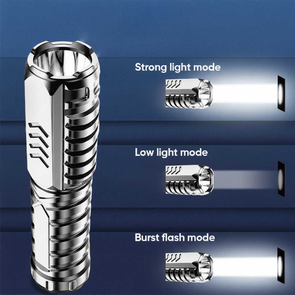 LED-tactische zaklamp, oplaadbaar, aluminium, voor buitengebruik | Meowbutter