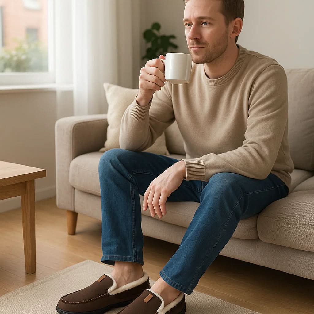 Sapatos masculinos quentes sem atacadores feitos de lã sintética | meowbutter