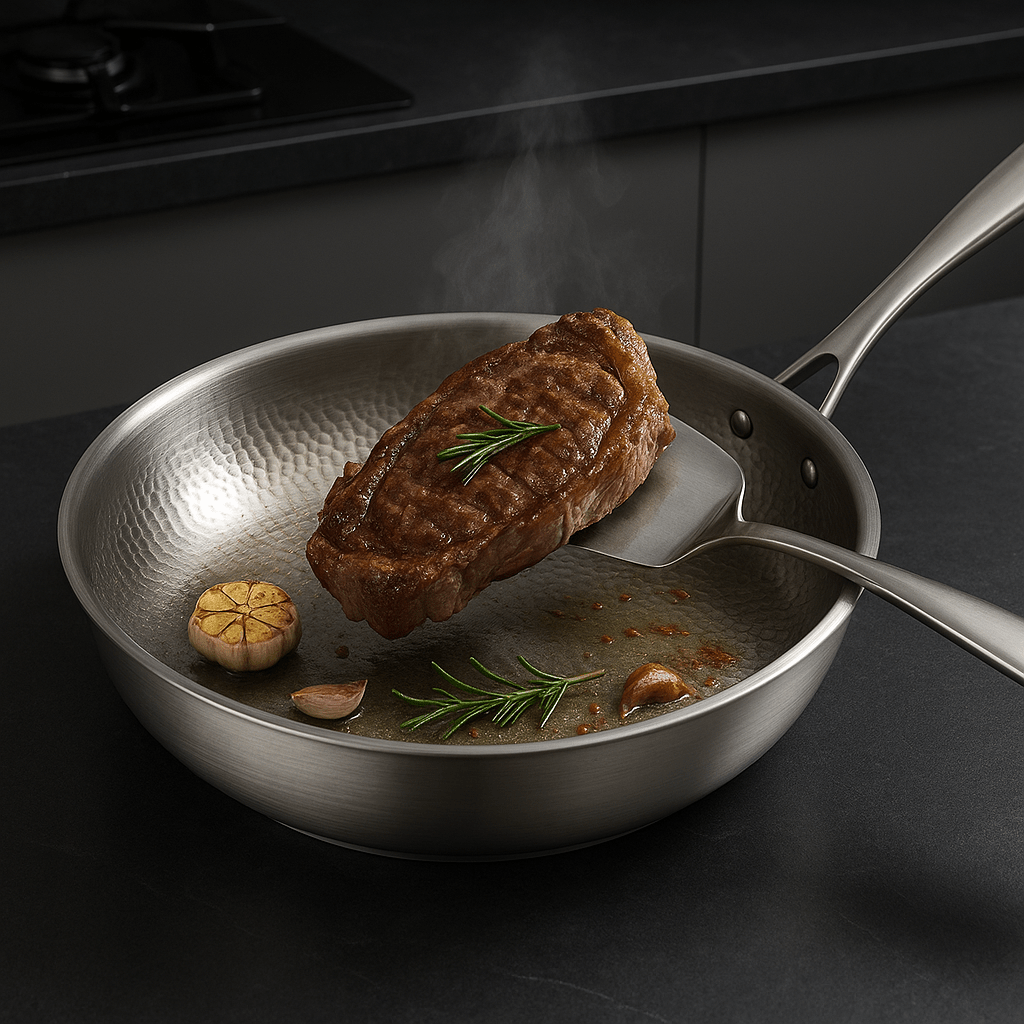 Frying Pan Stainless Steel Titanium Non Stick Cooking Pan | Meowbutter