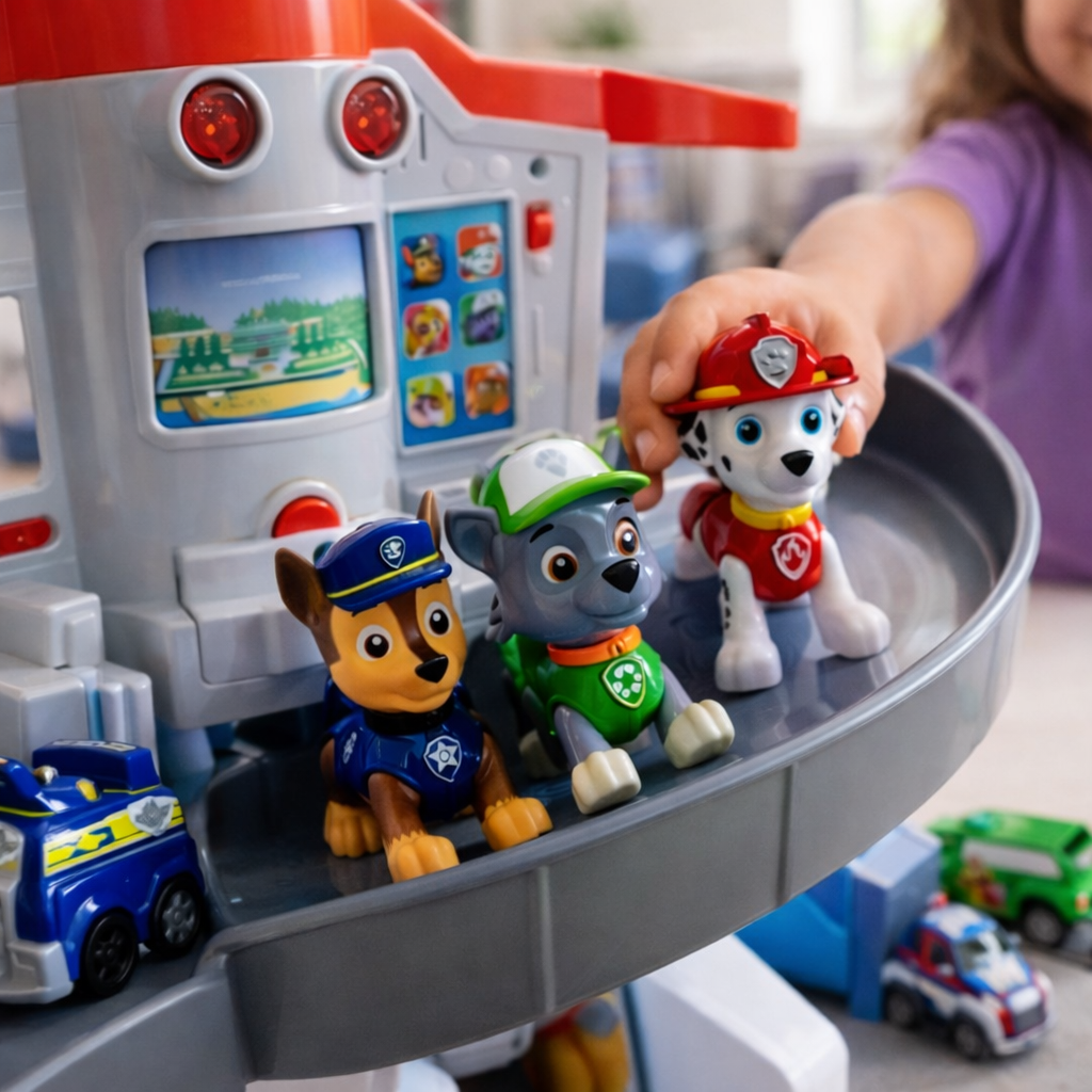Kids Tower Playset — Slide Ramp, Rolling Vehicles & Mini Figures