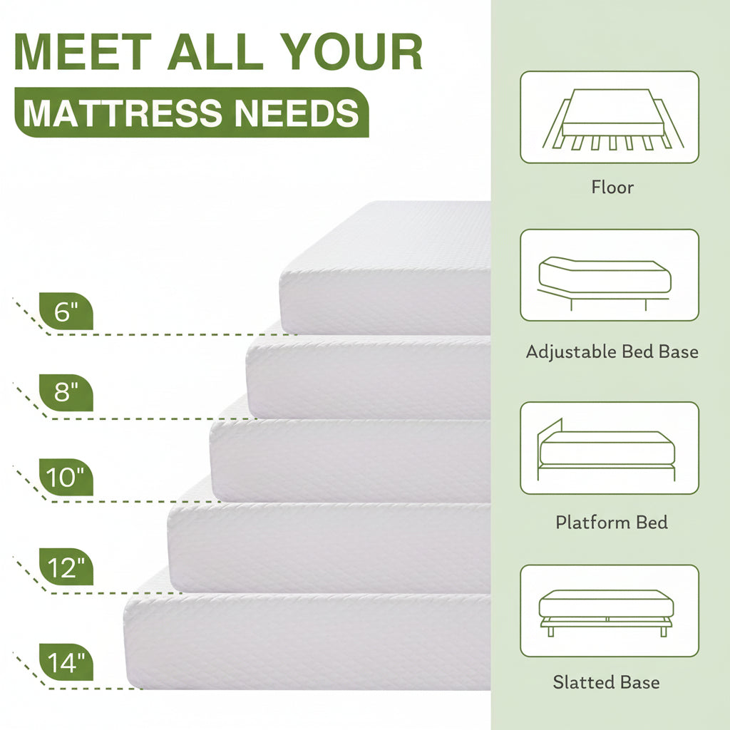 Materasso in memory foam matrimoniale singolo rinfrescante — Supporto per l’allineamento della colonna vertebrale