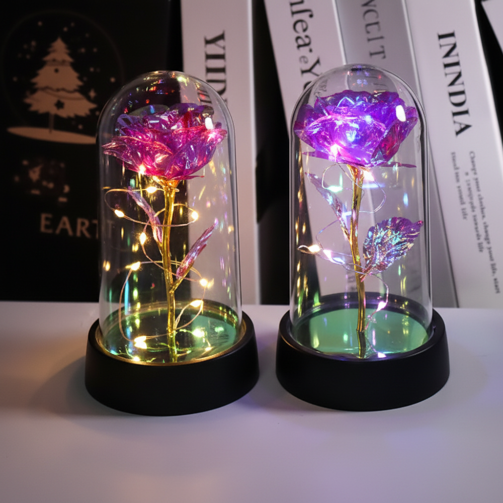 LED-roslampa med genomskinlig kupol — stämningsfull nattlampa