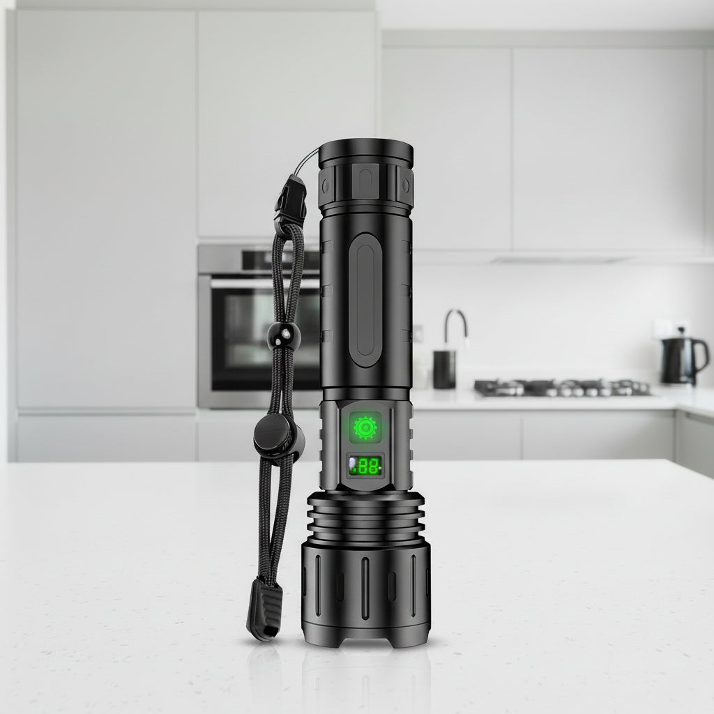 Taktická svítilna Lumina Torch — 100,000 lumenů, dobíjecí baterie, dosvit 1000m
