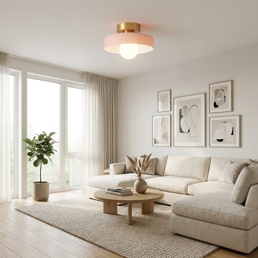 Glass And Brass Ceiling Lamp With G9 Socket Bauhaus-Inspired Design
