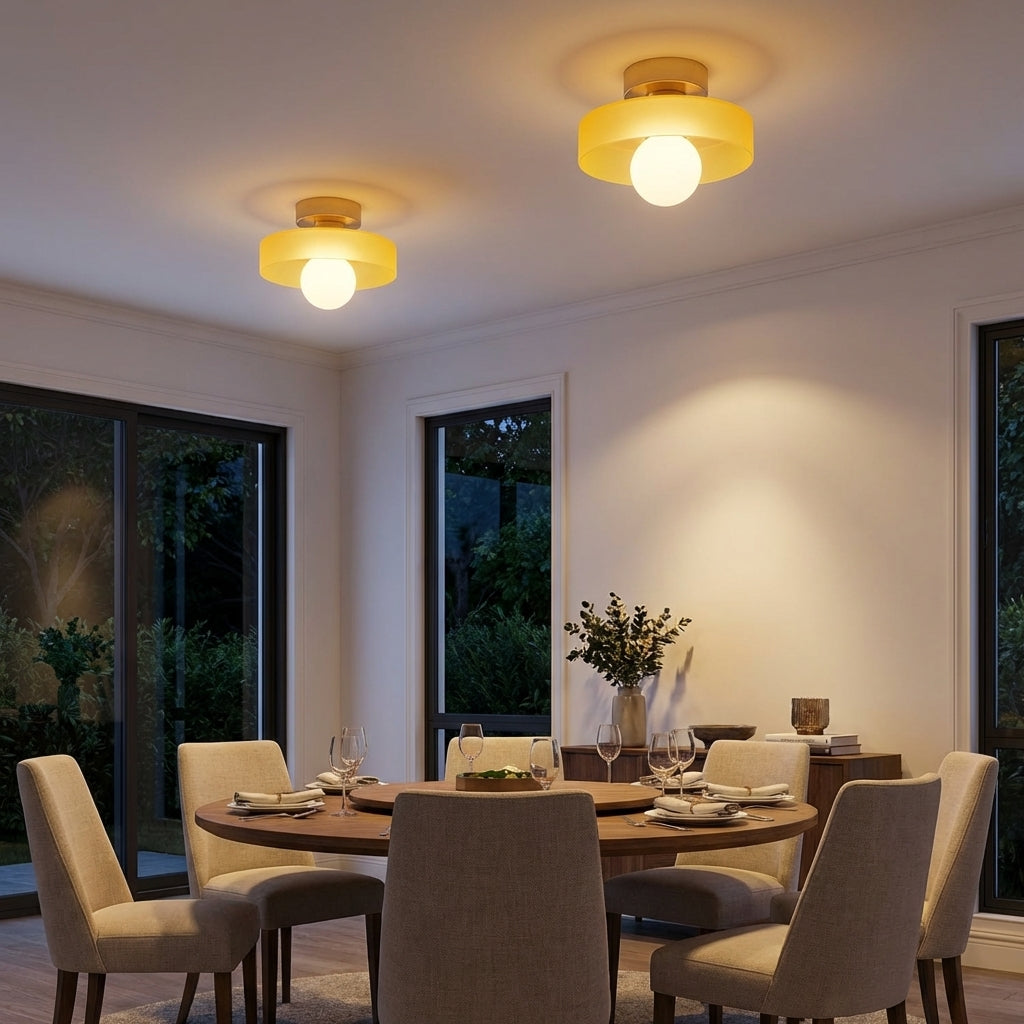 Glass And Brass Ceiling Lamp With G9 Socket Bauhaus-Inspired Design