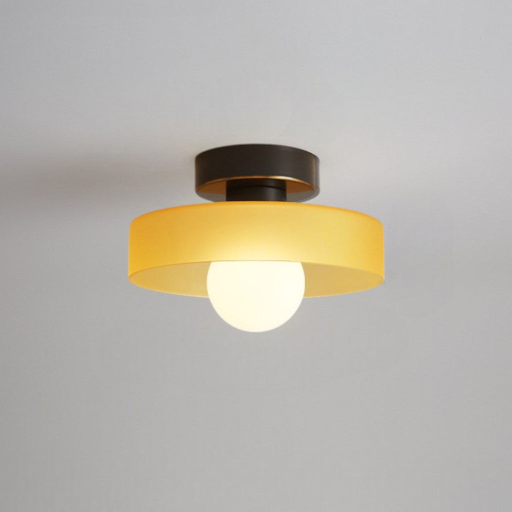 Glass And Brass Ceiling Lamp With G9 Socket Bauhaus-Inspired Design