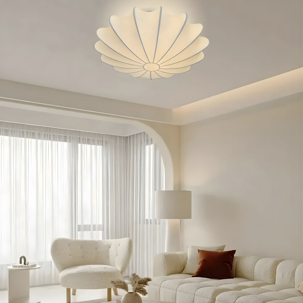 Textile Ceiling Light With Folded Floral Shade Gentle Diffuse Glow