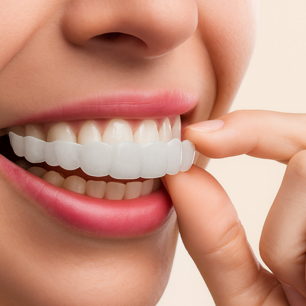 طقم أغطية أسنان بتصميم قشور - واقٍ تجميلي أمامي من قطعتين