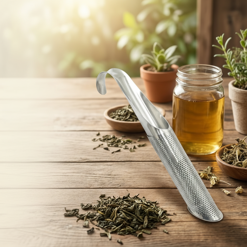Infuzor mic din oțel inoxidabil — strecurătoare cu sită fină de dimensiunea unei lingurițe