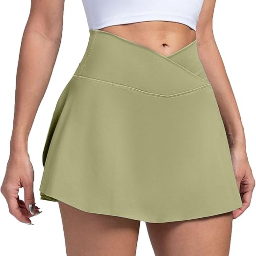 Dame Pickleball Skort Høj Talje Tennisnederdel med Lommetasker | Meowbutter