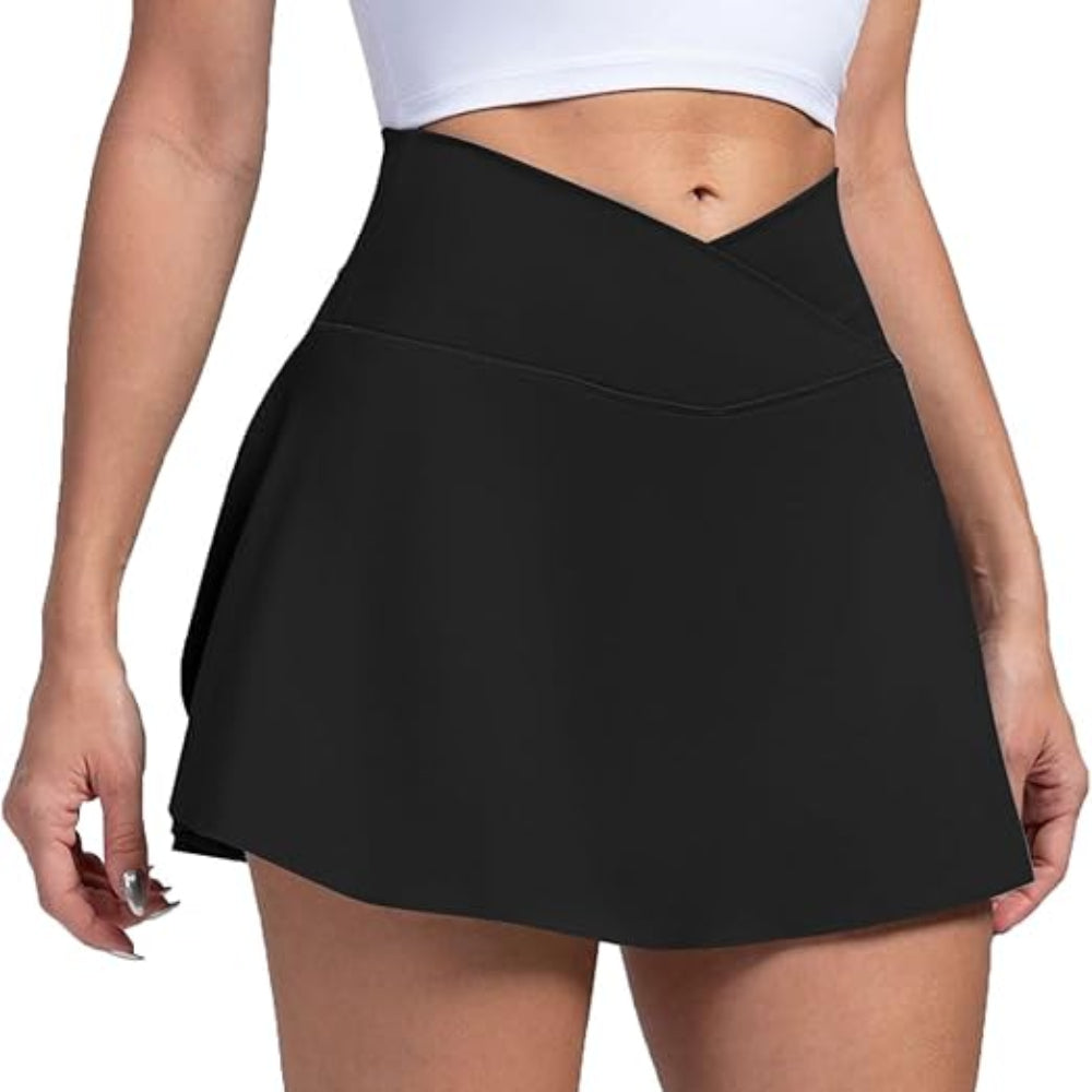 Dame Pickleball Skort Høj Talje Tennisnederdel med Lommetasker | Meowbutter