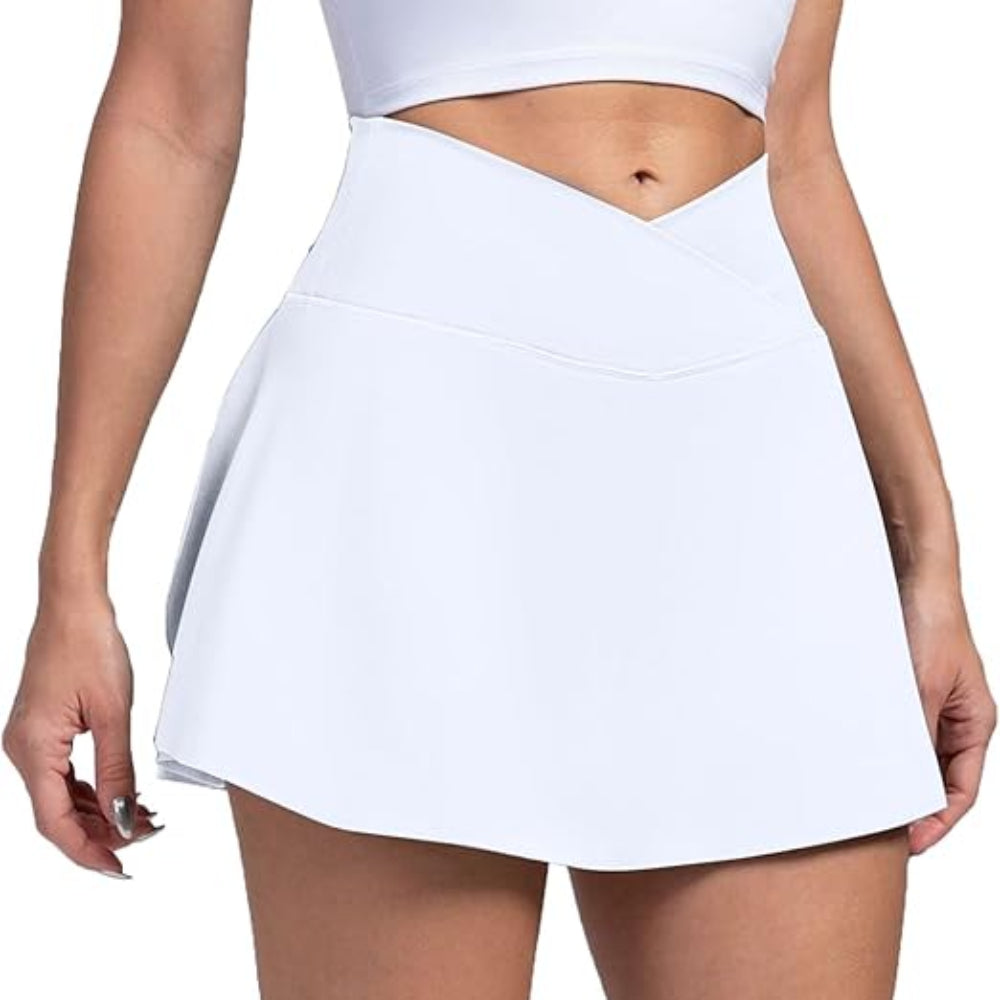 Dame Pickleball Skort Høj Talje Tennisnederdel med Lommetasker | Meowbutter