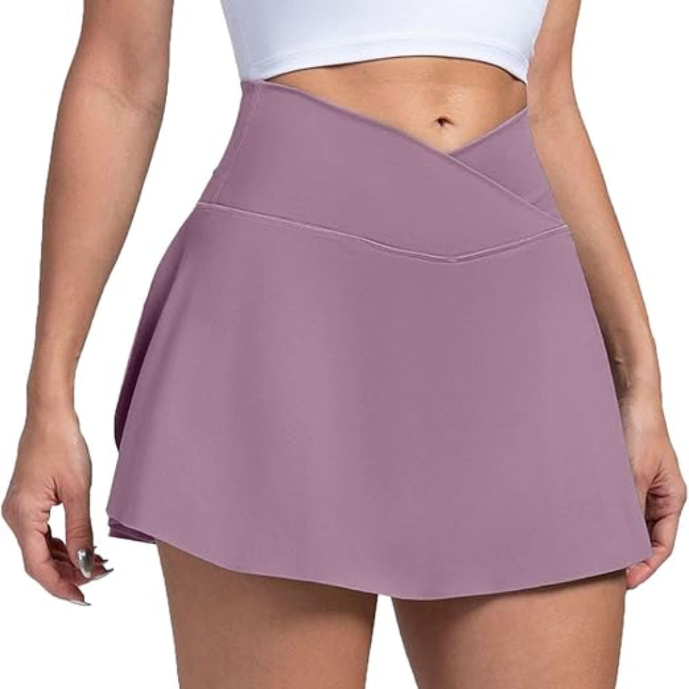Dame Pickleball Skort Høj Talje Tennisnederdel med Lommetasker | Meowbutter