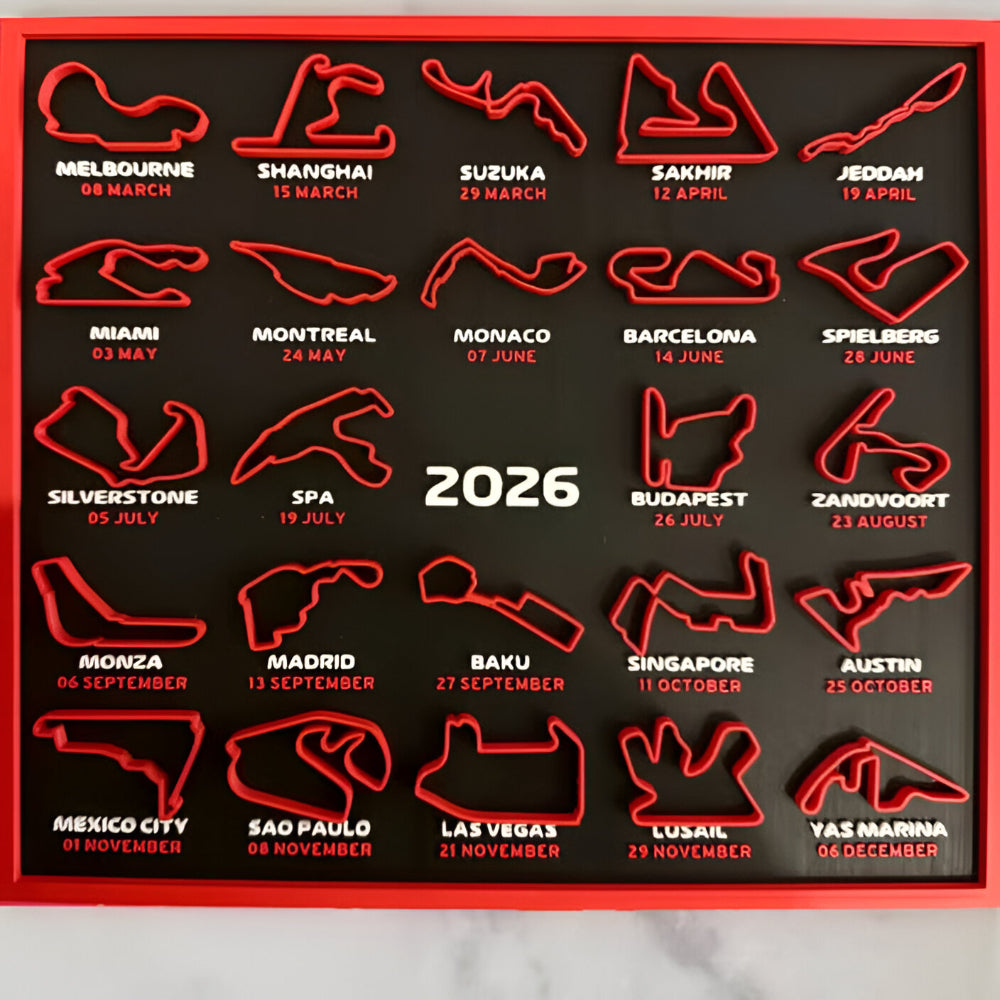 Calendário de pistas de corrida de 2026 — Disposição autêntica do mapa do circuito