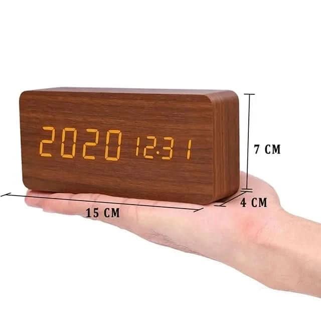 Digital LED Alarm Clock with Natural Wood Design and Temperature Display | meowbutter