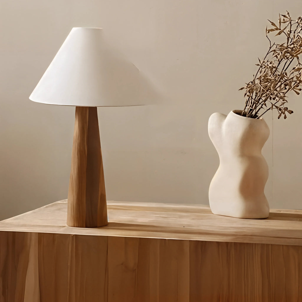 Timber LED Bedside Desk Lamp With Soft Warm Light For Cozy Spaces