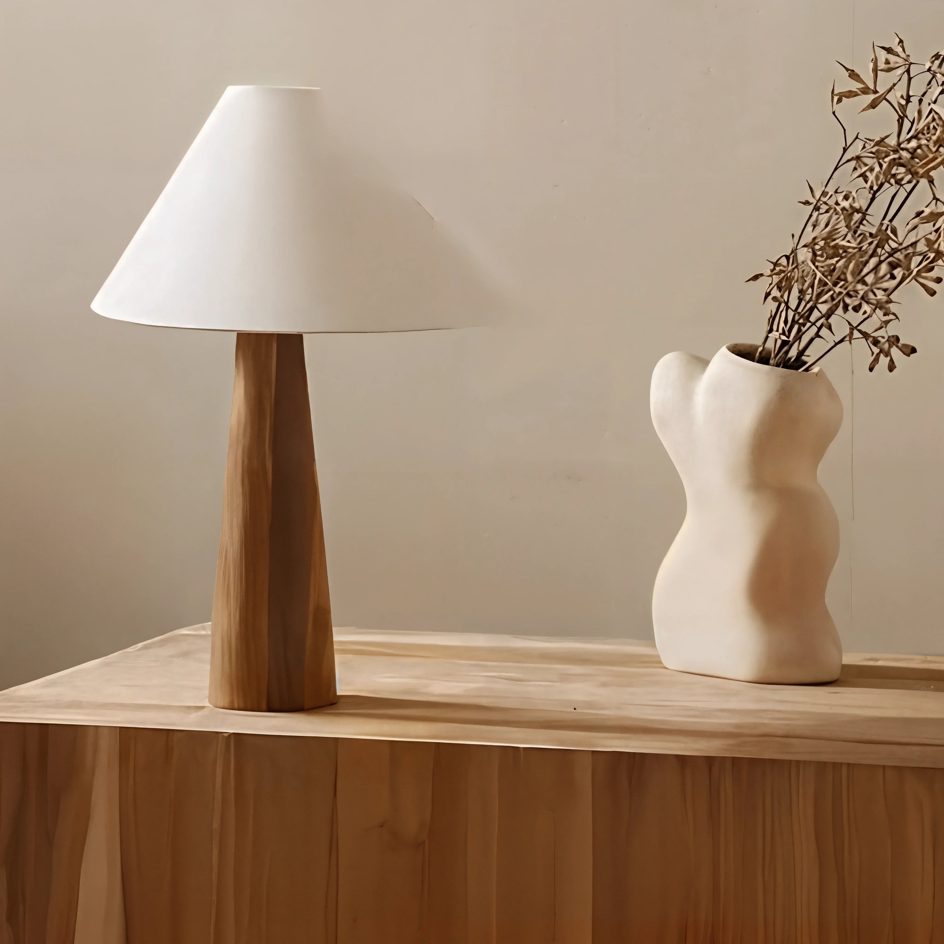 Timber LED Bedside Desk Lamp With Soft Warm Light For Cozy Spaces