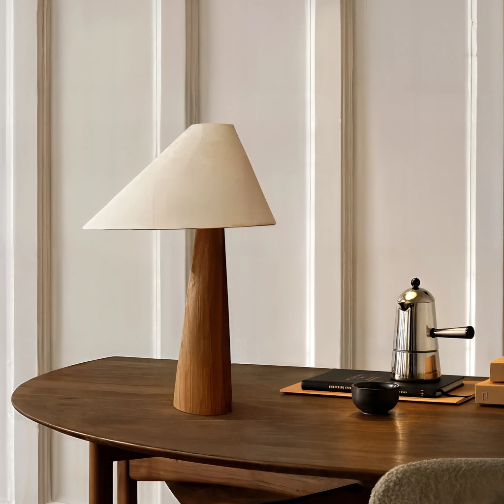 Timber LED Bedside Desk Lamp With Soft Warm Light For Cozy Spaces