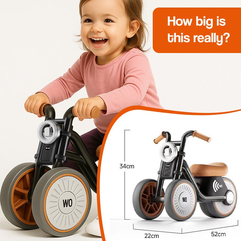 Motocicleta para Niños - Antivuelco - Ruedas Silenciosas de EVA - Luz y Sonido - Edades 1–6 - Máximo 30 kg | meowbutter
