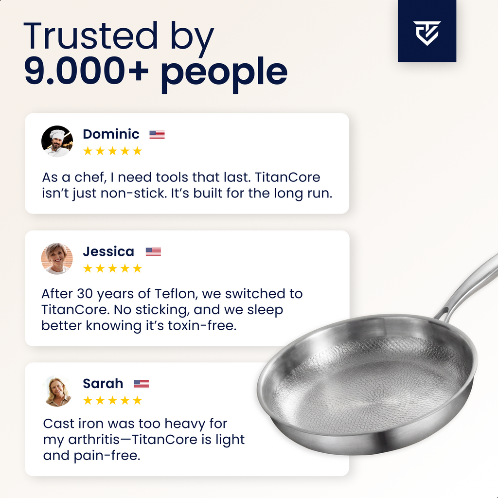 Pure Titanium Frying Pan for Stuck-On Food, Flaking Coatings, and Effortless Daily Cooking
