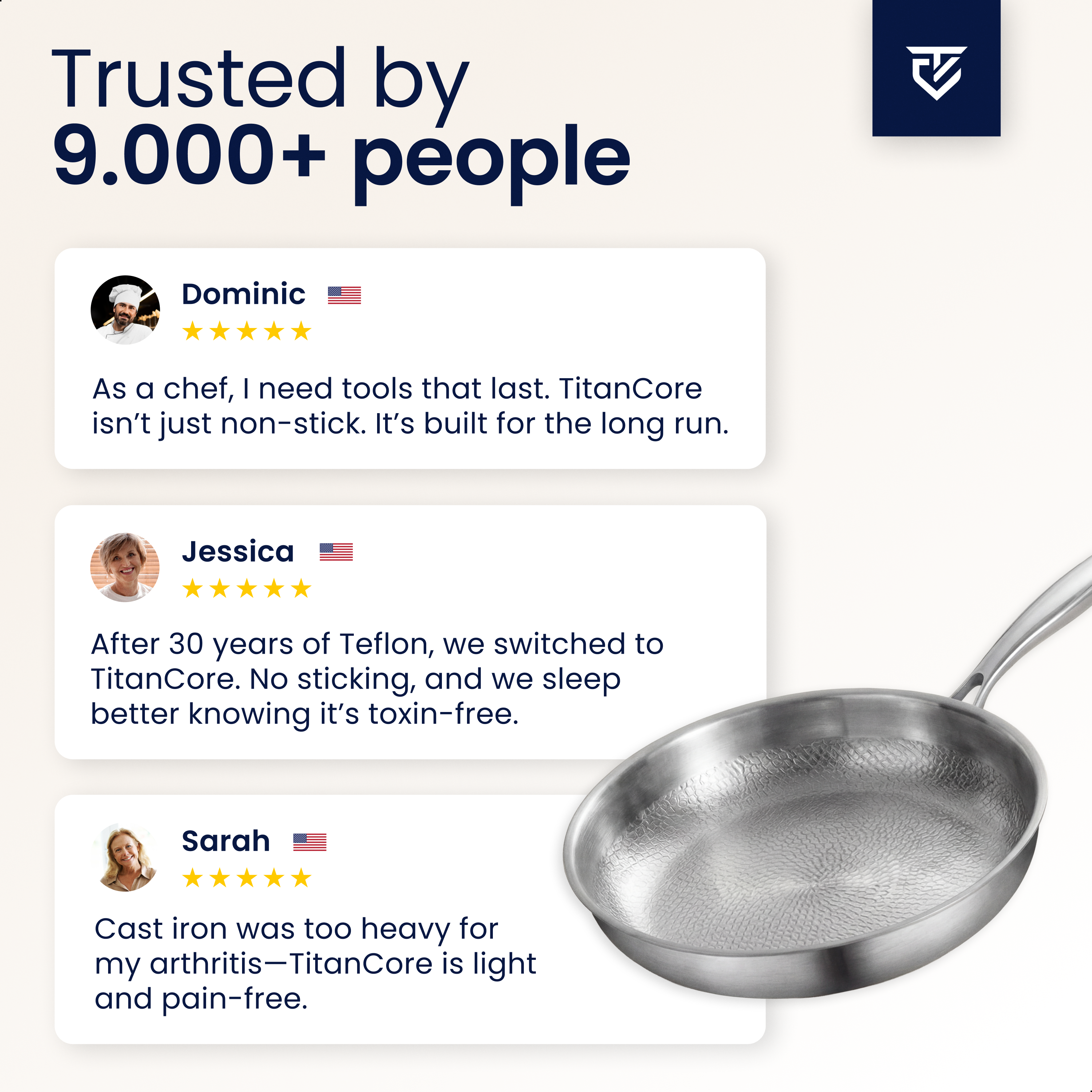 Premium Pure Titanium Fry Pan: 100% PFAS-Free & Built for a Lifetime