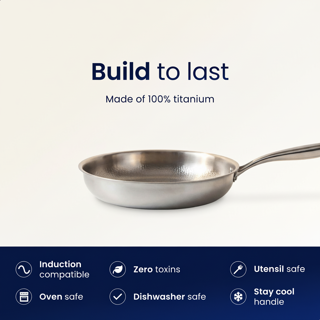 Pure Titanium Frying Pan for Stuck-On Food, Flaking Coatings, and Effortless Daily Cooking