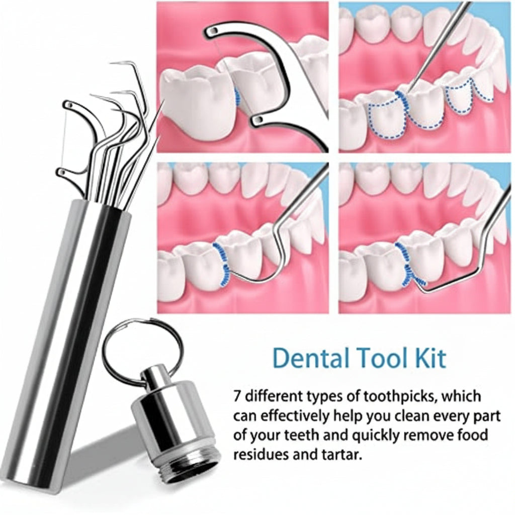 Durable Stainless Steel Toothpick Set — Reusable Metal Picks in Compact Travel Case