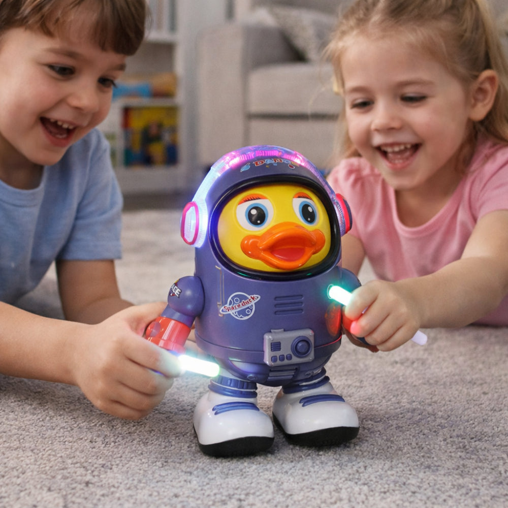 Jouet musical interactif canard astronaute - mouvements dansants, lumières synchronisées et mélodies entraînantes