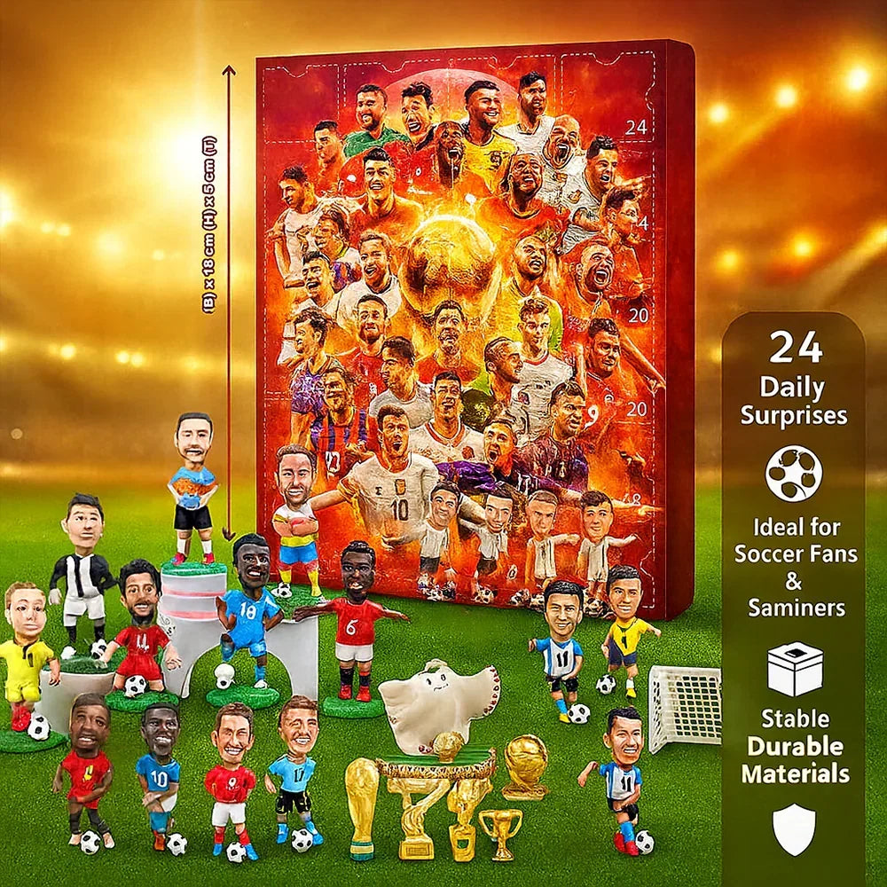 24 ajtós futball-adventi naptár — miniatűr játékos- és kiegészítőfigurák