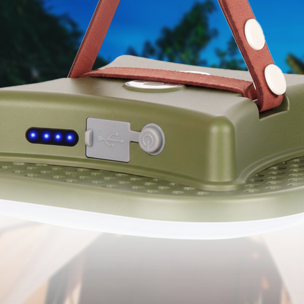 EcoBrighto bærbar LED-campinglykt - solcelledrevet lading