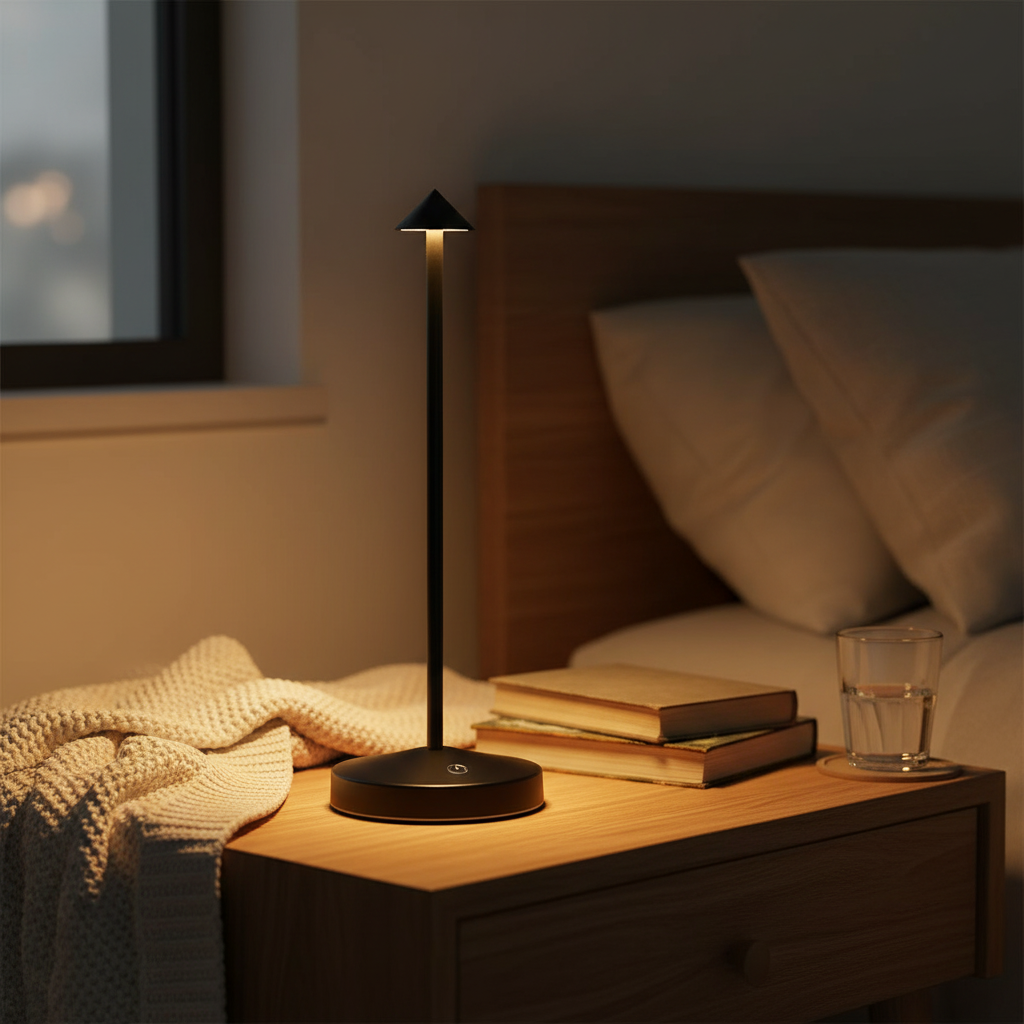 GlowArrow portabel LED-bordslampa — varmt, behagligt ljus