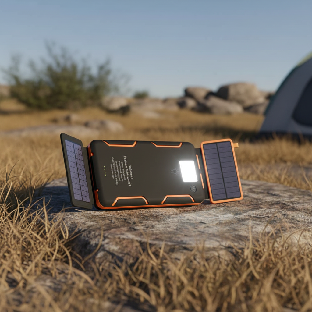 SunChargeo Plastic Solar Power Bank — Built-In Flashlight