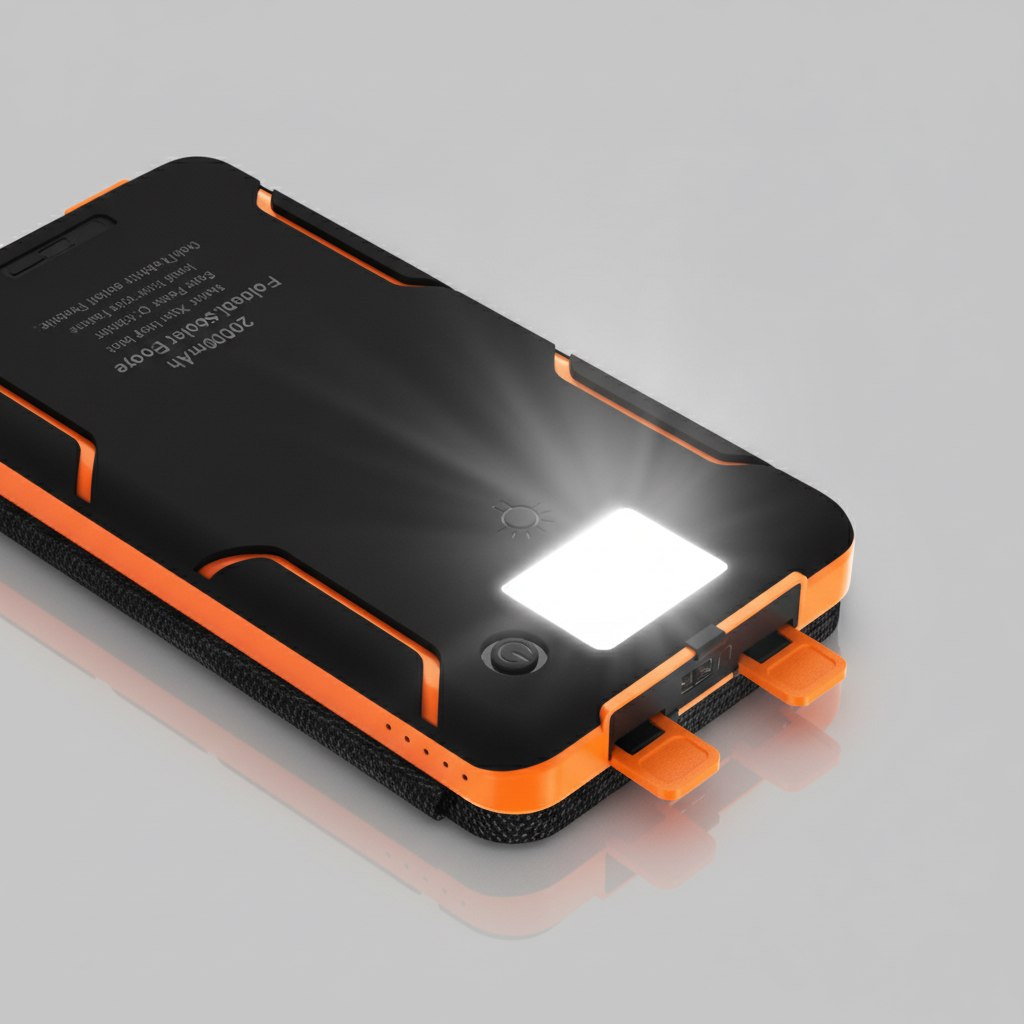 SunChargeo Plastic Solar Power Bank — Built-In Flashlight