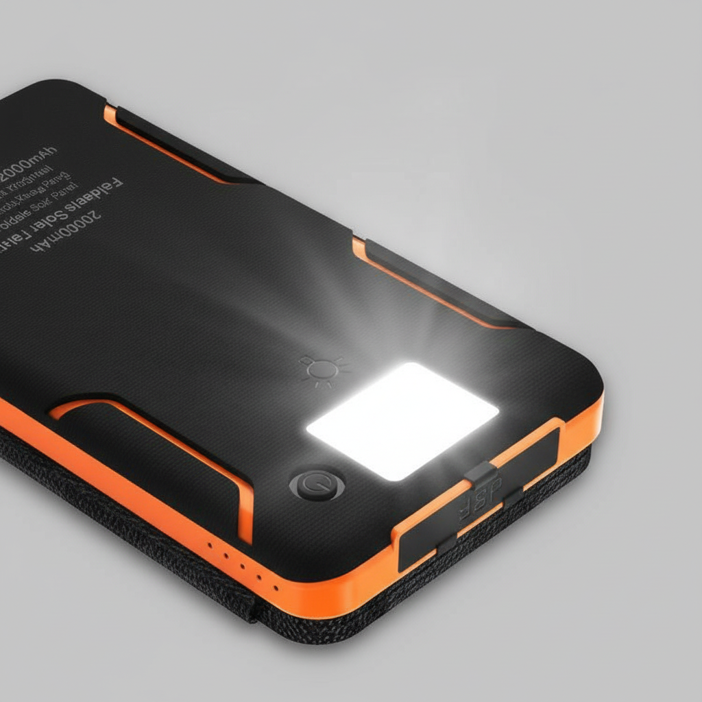 SunChargeo Plastic Solar Power Bank — Built-In Flashlight